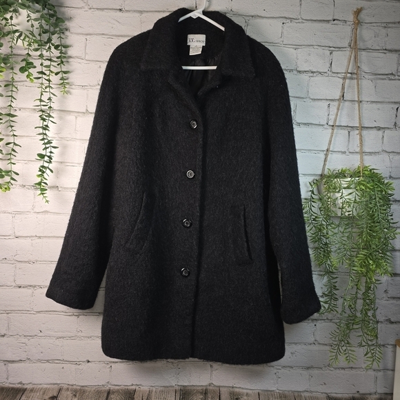 Tog Shop Jackets & Blazers - THE TOG SHOP BLACK ALPACA MOHAIR WOOL BLEND BUTTON DOWN PEA COAT WOMENS 12 EUC